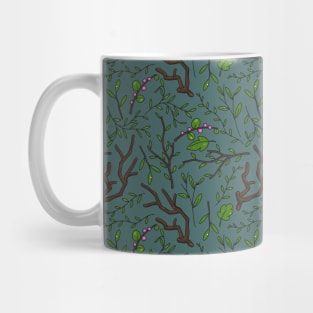 Deep dark forest. Saturated dark pattern. Mug